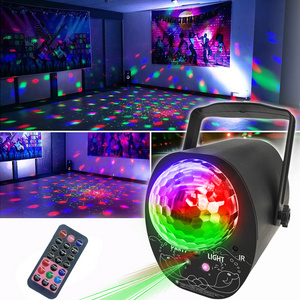 Plastic 16 Laser Pattern Sound Activated Disco Ball Party DJ Lights Remote Control RGB LED Laser Strobe Lights