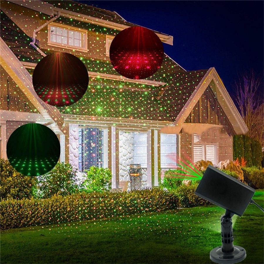 Green Red Christmas Laser Projector Outdoor Waterproof Star Sky Festival Laser Garden Light