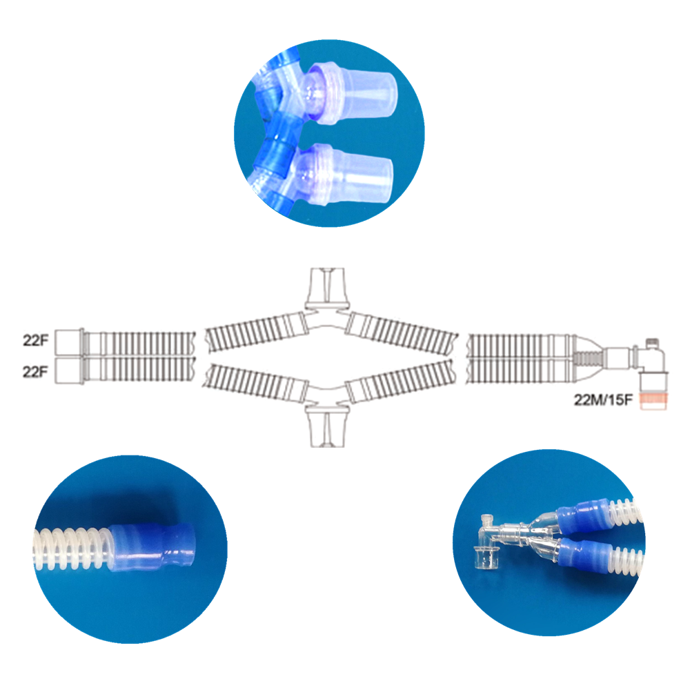 reusable silicone Medical Breathing Circuit  with water trap high temperature sterilization Corrugated Tube