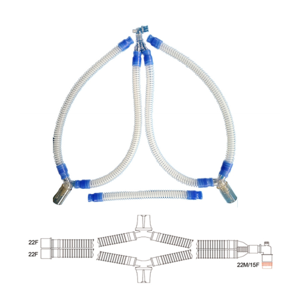 reusable silicone Medical Breathing Circuit  with water trap high temperature sterilization Corrugated Tube