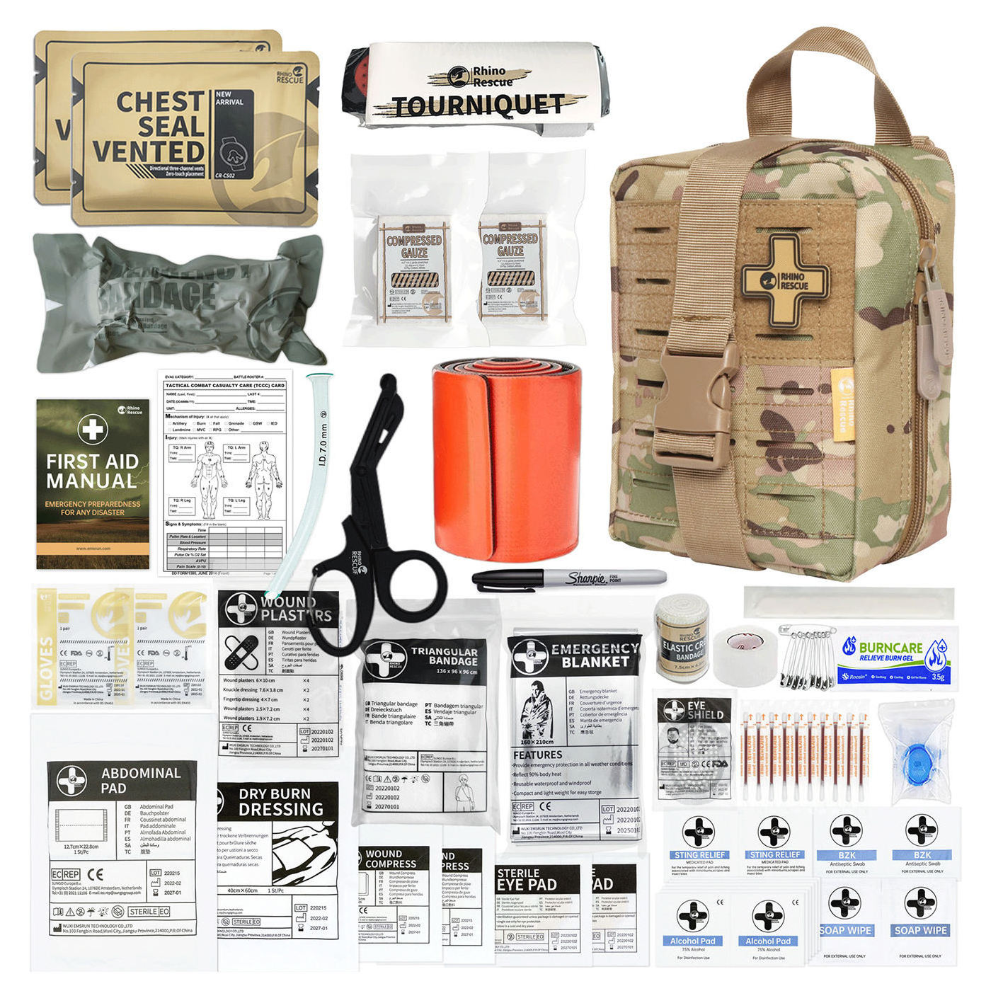 Rhino Rescue Professional Survival Gear Tool Tactical Emergency 2022 Ifak  First Aid Kit Pouch Trauma Combat Kit