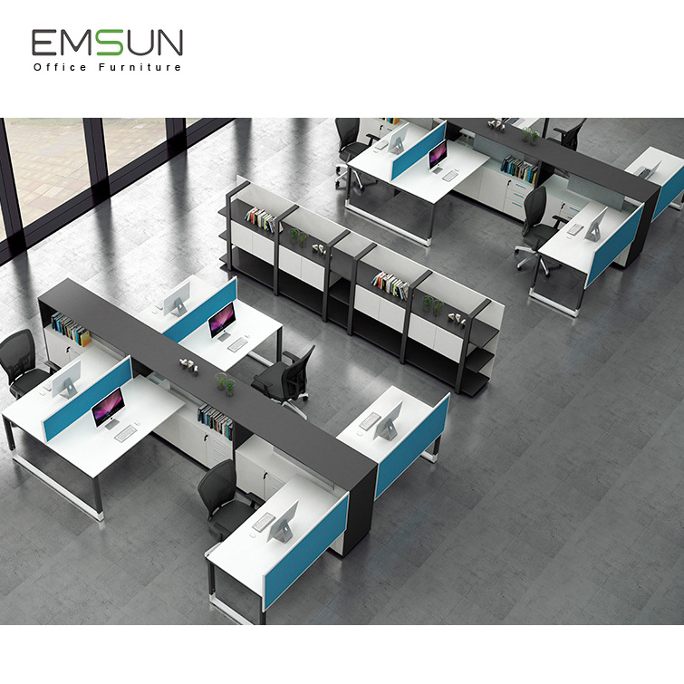 New Modern Design Modular 4 Seater Call Center Workstation Partition Staff Melamine PC Desk In Green Material