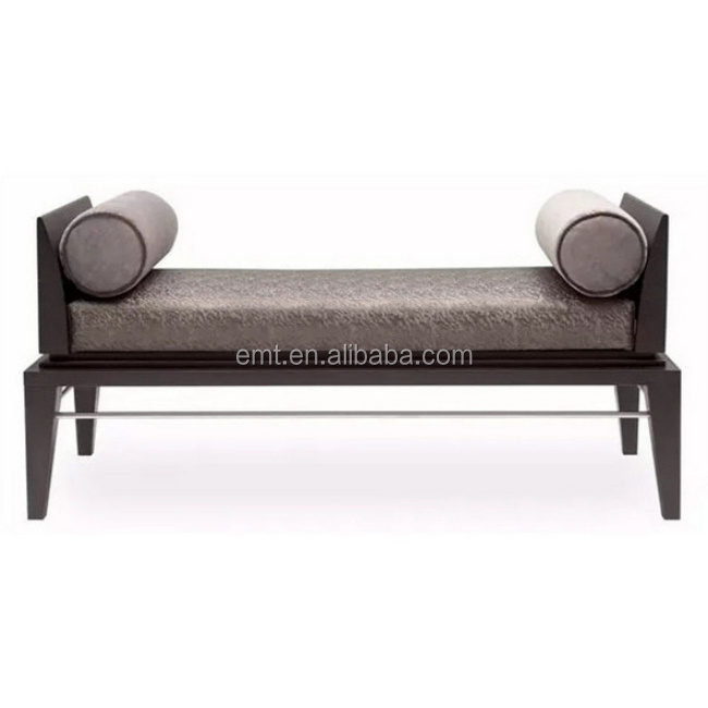 Wooden Frame fabric Upholstery bolster bench long ottoman bed end foot stool