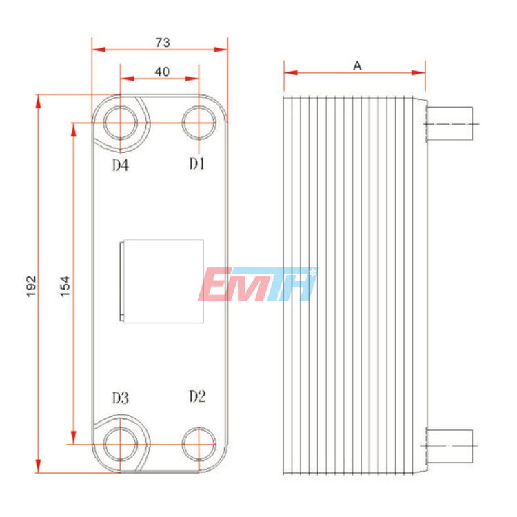 EMTH Stainless Copper Water Cooled Condenser Brazed Heat Exchanger Brazed Aluminium Plate Fin Heat Exchanger