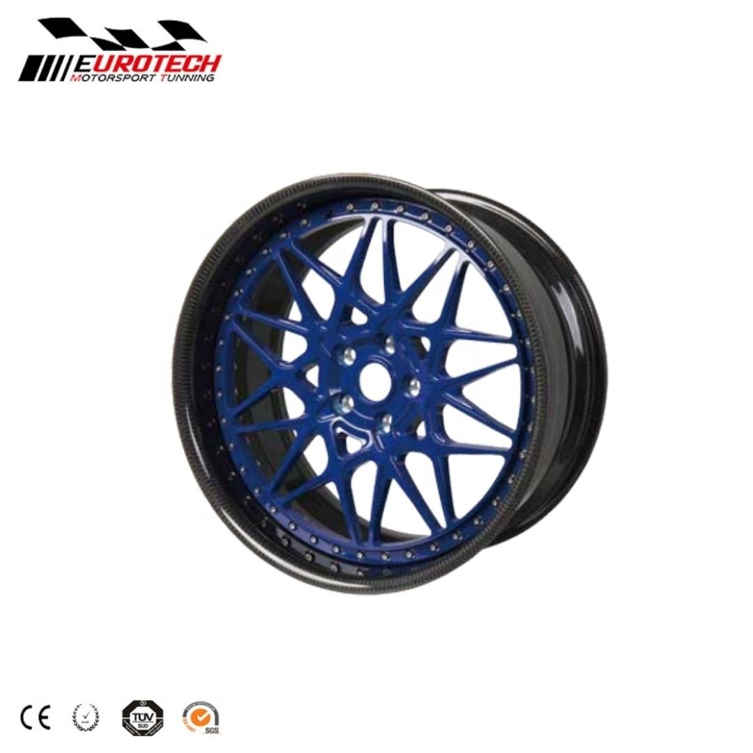 2023 High Quality 5 Holes Full Carbon Fibre Car Rims Wheels 19' 20' 21' Customized Color Design Carbon Alliminum Two Piece Wheel