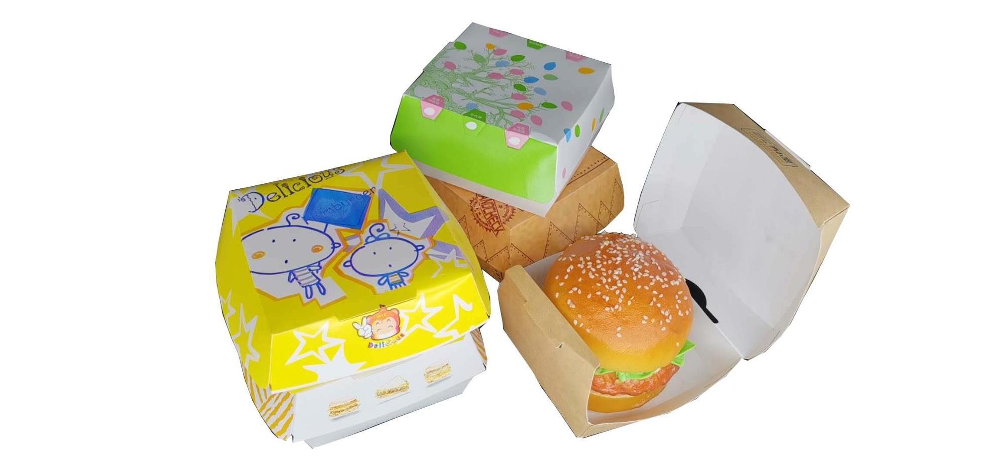 Hot sale takeaway kraft paper burger box packaging burger boxes wholesale