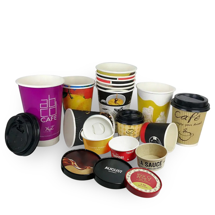 Customizable disposable wrapping paper Biodegradable milk tea ice cream paper bowl with lid coffee cup