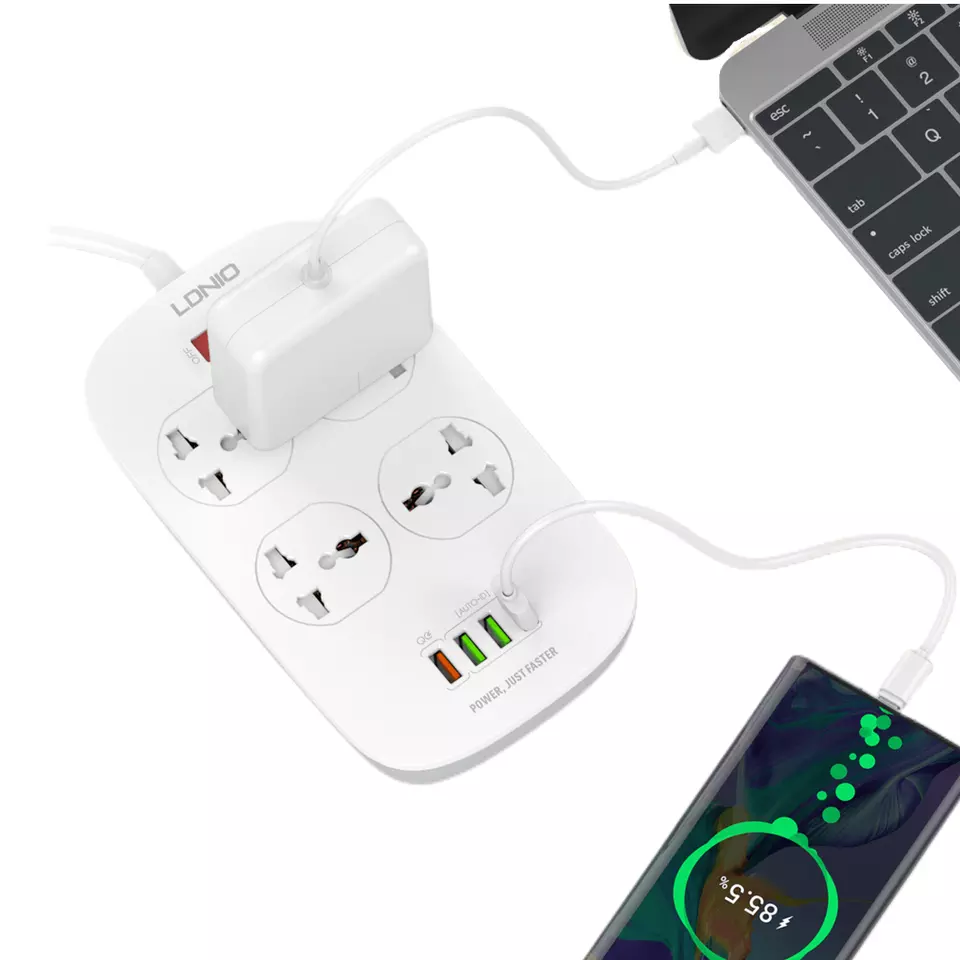 LDNIO multi plug sockets 4 outlet surge protector electrical power strip with usb-c ports universal extension lead power strips