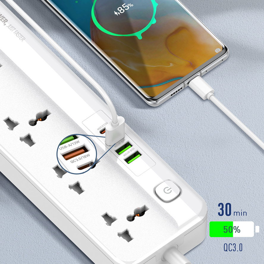 LDNIO Extension Cord LDNIO SC5415 5 Way Outlet Power Strips with USB Ports Universal Extension Board Electric Multi Power Socket