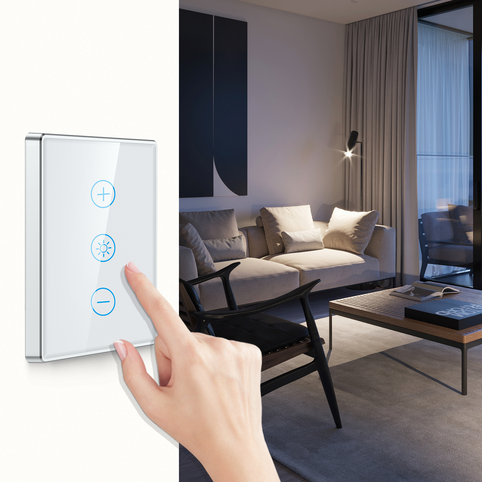 eMylo US Standard Wifi Led Dimmer Touch Switch 240V, Smart Touch Dimmer Switch, Led Touch Dimmer Switch