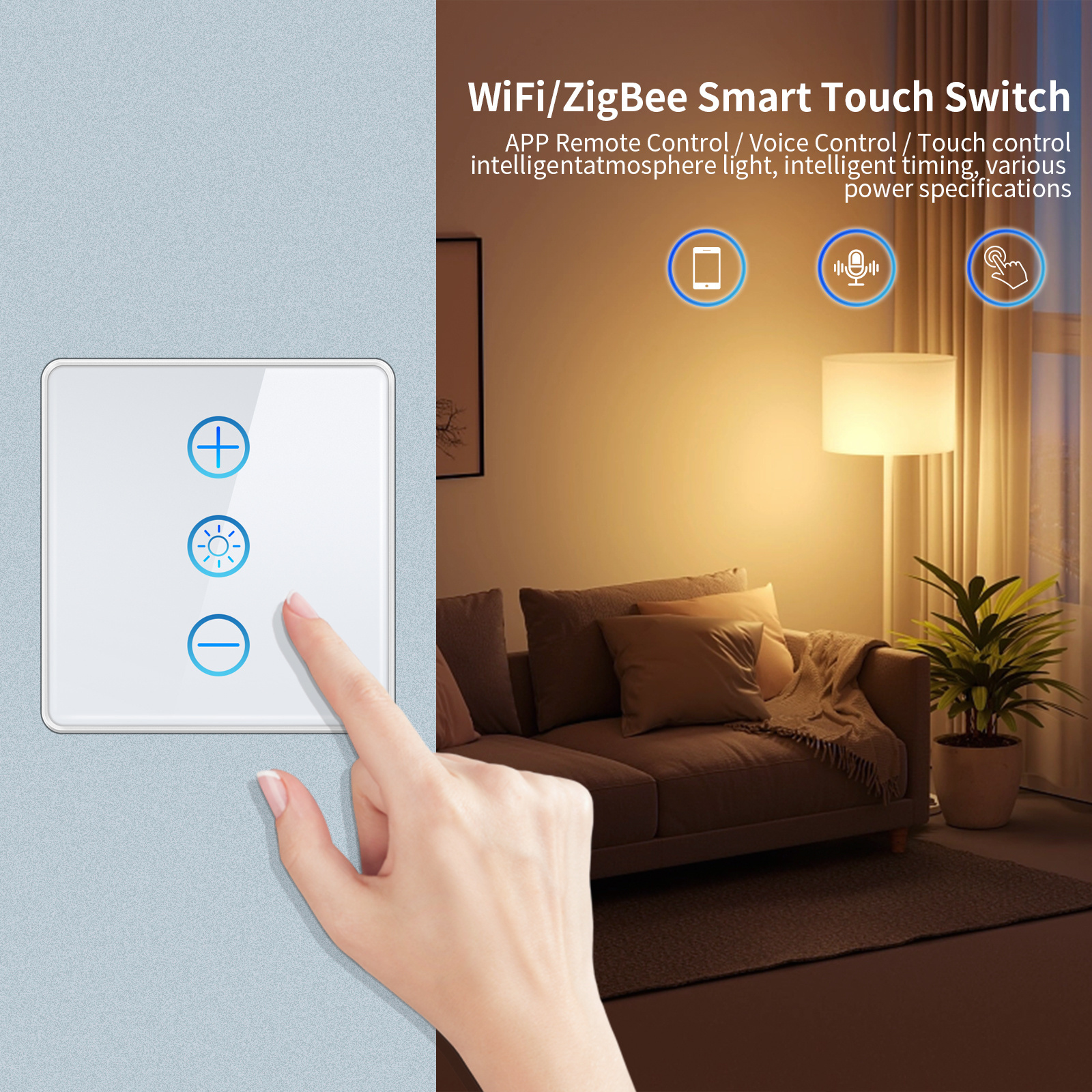 eMylo US Standard Wifi Led Dimmer Touch Switch 240V, Smart Touch Dimmer Switch, Led Touch Dimmer Switch