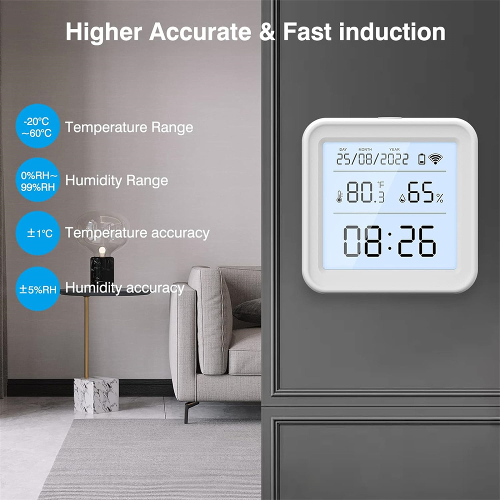 eMylo Humidity and Temperature Monitor, Tuya Zigbee Digital Indoor Temperature Humidity Sensor with Smart App and Data Recording