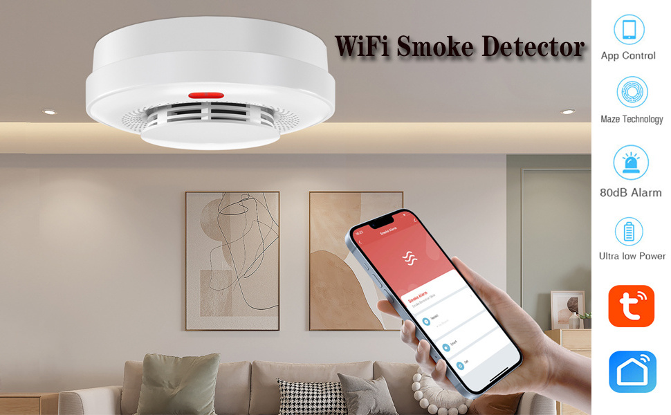 Best-Selling Smart Wifi Photoelectriv Smoke Detector, Wifi Smart Smoke Detector, Wifi Cigarette Smoke Detector