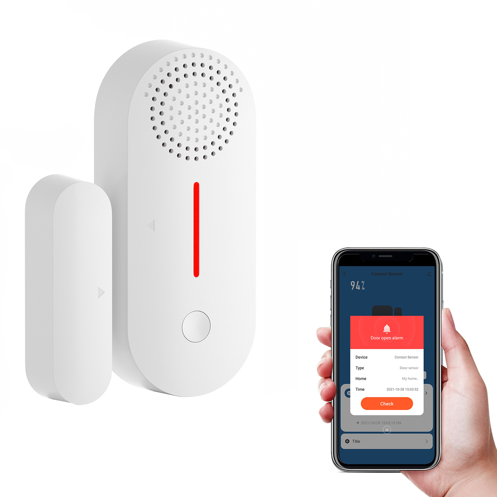 eMylo WiFi Door Alarm, Tuya Smart Window Alarm Sensor with Light Alarm, Timing, APP Remote Control for Home Security