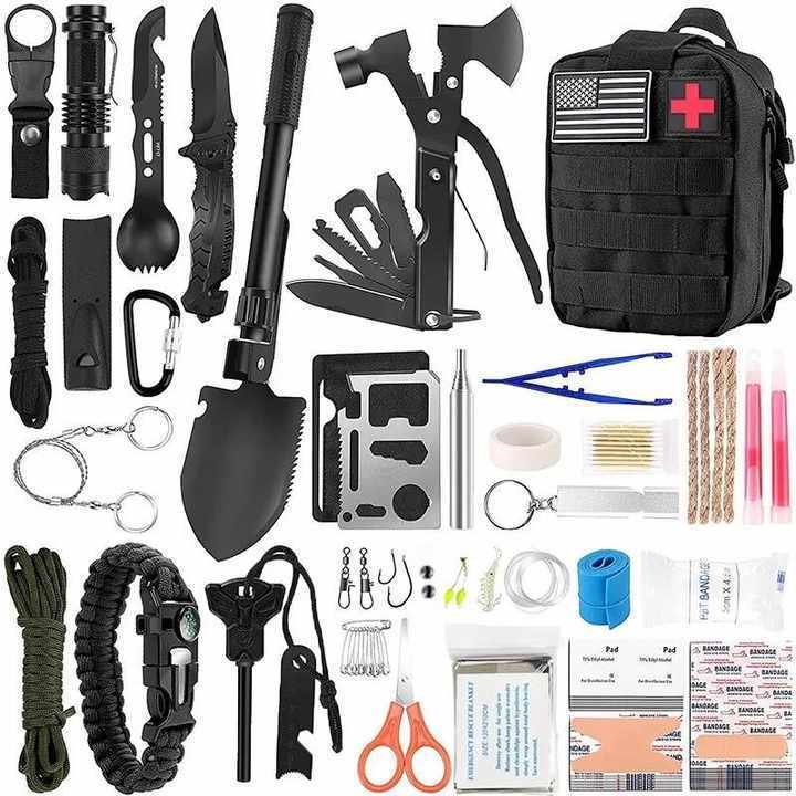 Tactical Bag SOS Emergency Survival Kit Outdoor Trauma Gear Camping Hiking Portable 198 Pieces First Aid Kit