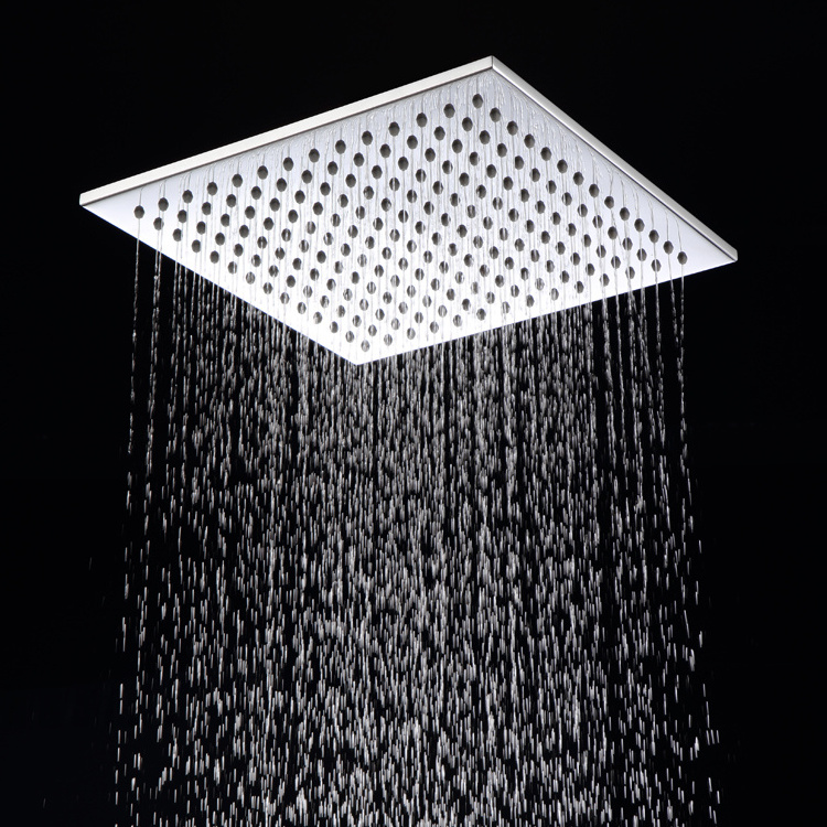 Black Rainfall Shower Head Led Light 16