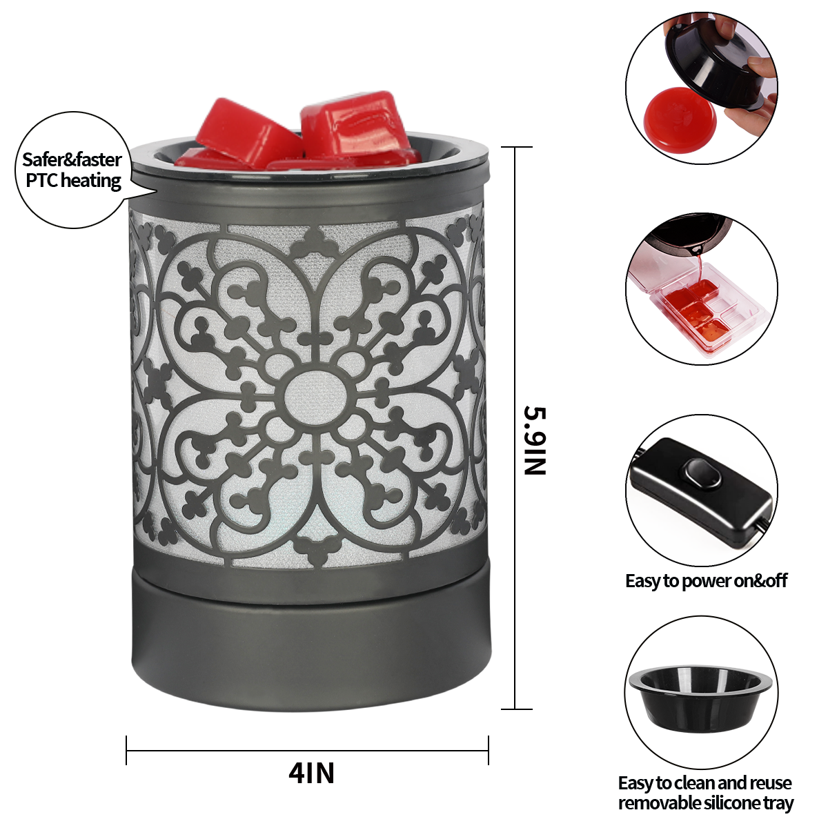 Factory direct aroma lamp wax warmer and night light scent warmers wax melts for hotel(mystery flower)