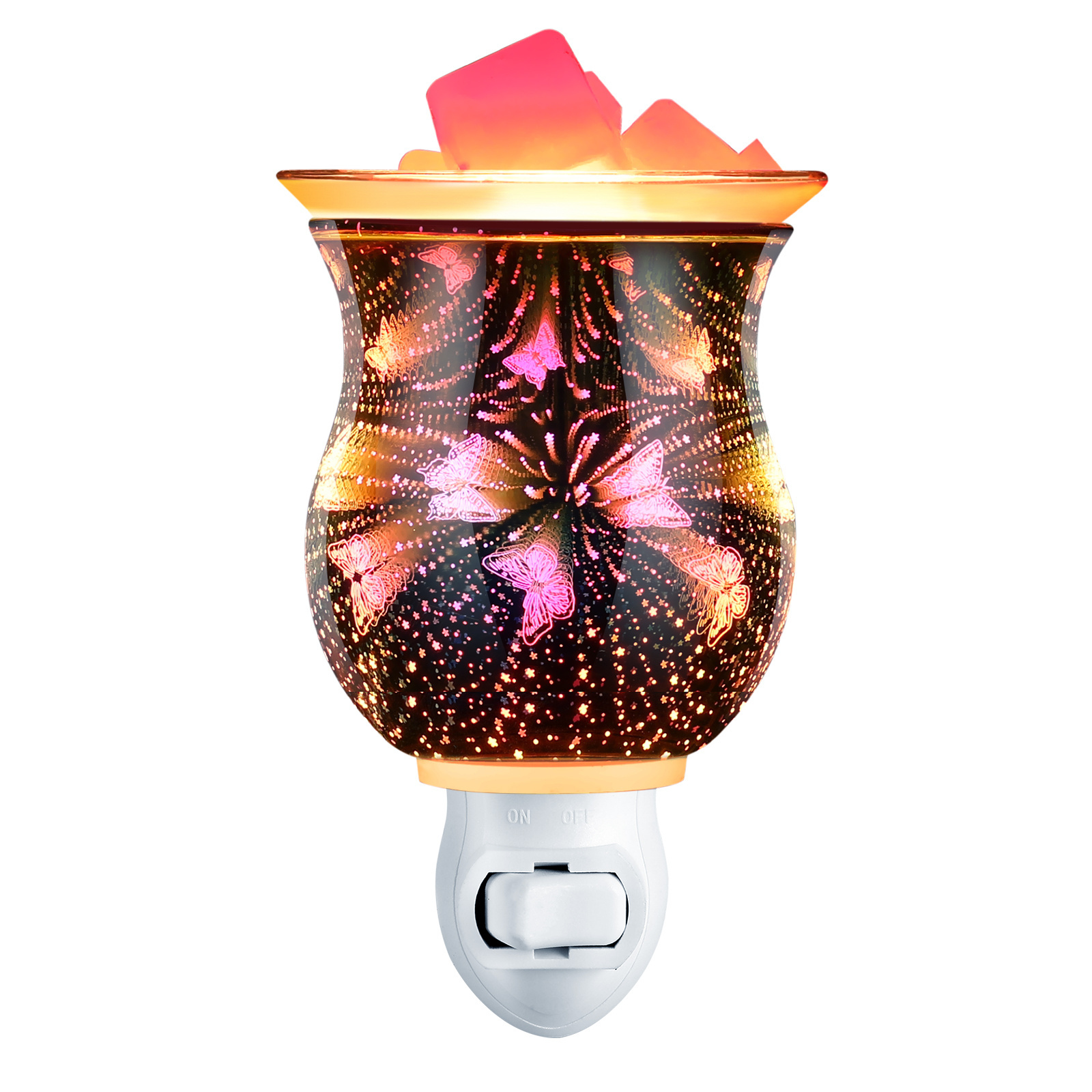 3D Glass Butterfly Plug In Wax Melt Warmer Electric Tart Warmers Wholesales With Removable Glass Lid Night Light For Home Gift