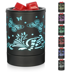 Innovation black metal flower butterfly wax warmer electric wax melt burner warmer for wax cubes Led night light for home