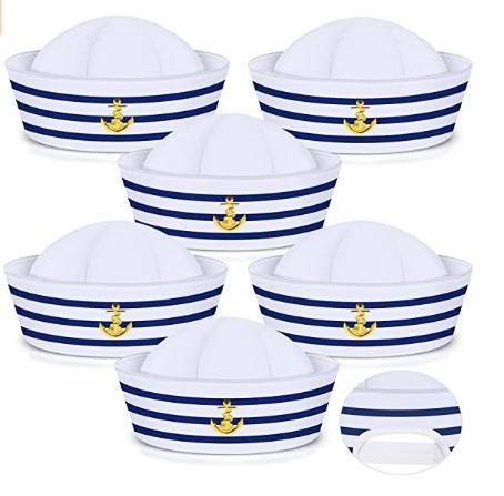 AN912 Blue with White Sail Hats Navy Sailor Hat for Costume Accessory Dressing up FOR Party