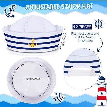 AN912 Blue with White Sail Hats Navy Sailor Hat for Costume Accessory Dressing up FOR Party