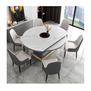 Modern Luxury Rock Plate Dining Table Lightweight Variable Square Folding Dual-Purpose Induction Cooker Telescopic Hot Pot Table