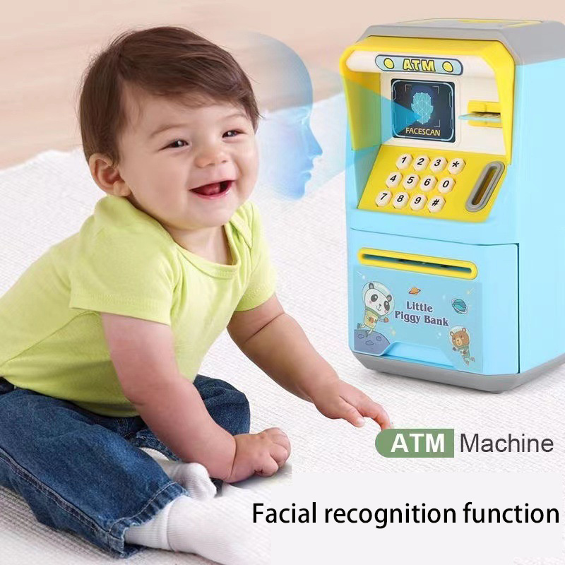 New education music face recognition box electronic money saving boxes atm machine piggy bank