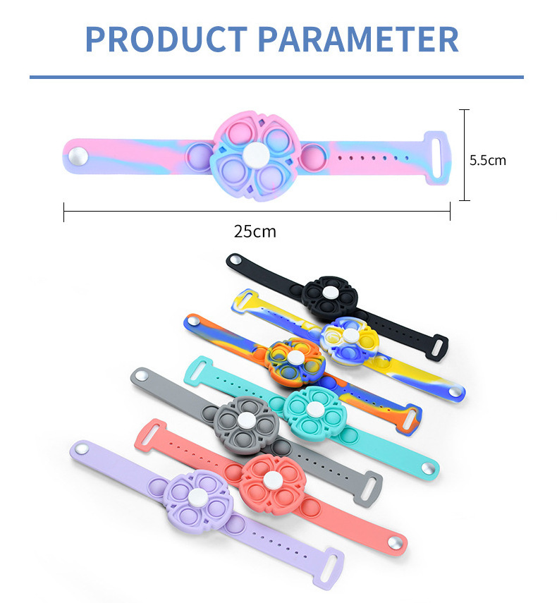 Fashion new fingertip spinner bracelet decompression watch push pops sensory bubble popper fidget toy