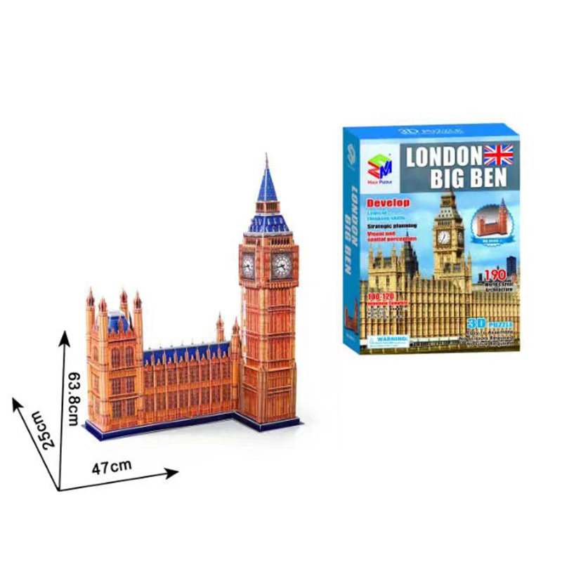 Large Eiffel Tower architectural model toy customizable 3d unique shaped jigsaw puzzle made in china