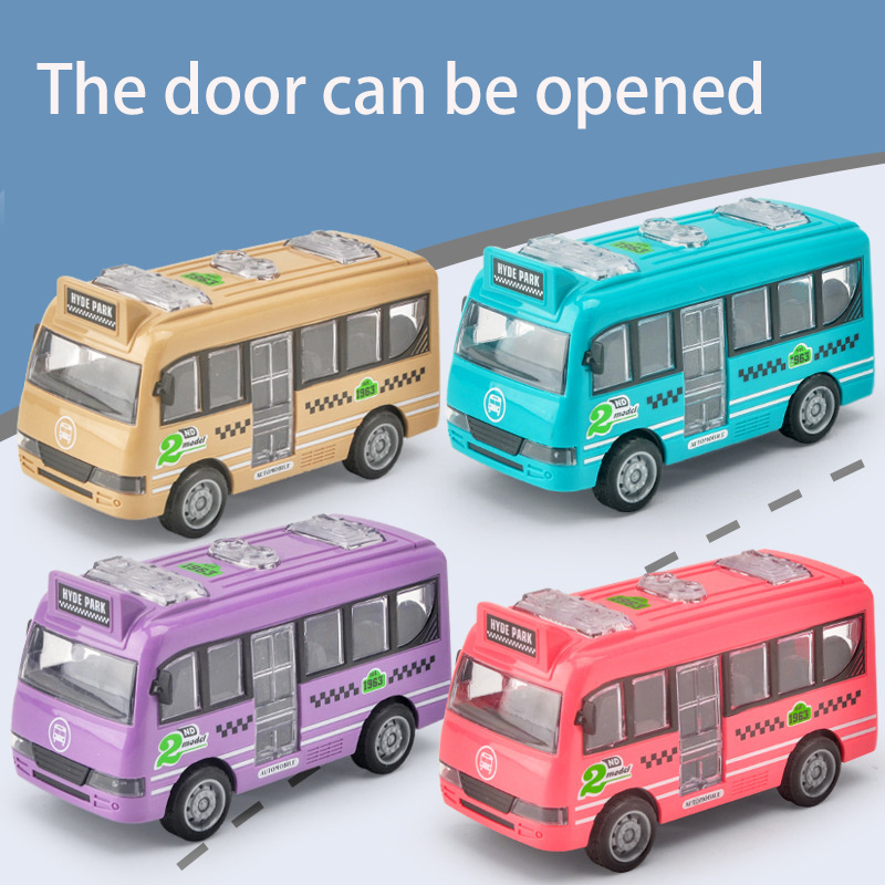 Wholesale plastic baby inertia vehicle buses door can opened school mini scale model toy bus