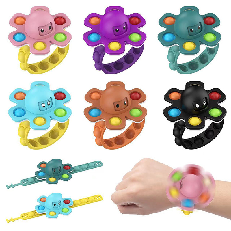 New rotating vent decompression finger rings push sensory fidget bracelet toy octopus bubble toys