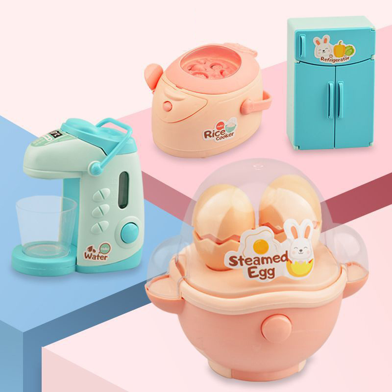 New cooking simulation mini small appliances set refrigerator realastice kitchen kids play house toy