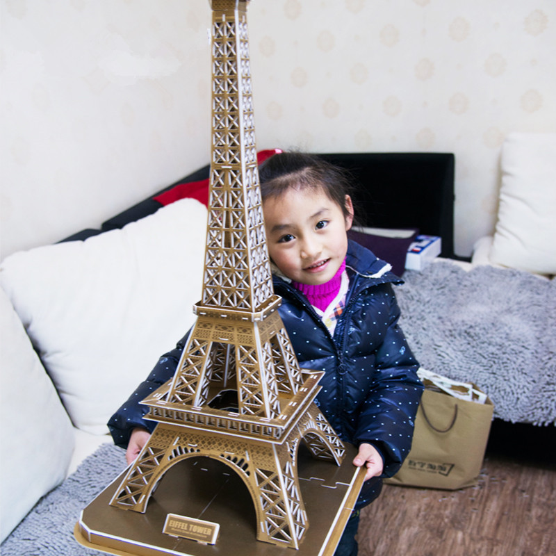 Large Eiffel Tower architectural model toy customizable 3d unique shaped jigsaw puzzle made in china