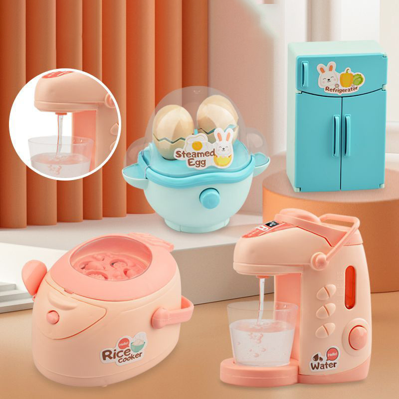 New cooking simulation mini small appliances set refrigerator realastice kitchen kids play house toy