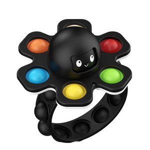 New rotating vent decompression finger rings push sensory fidget bracelet toy octopus bubble toys