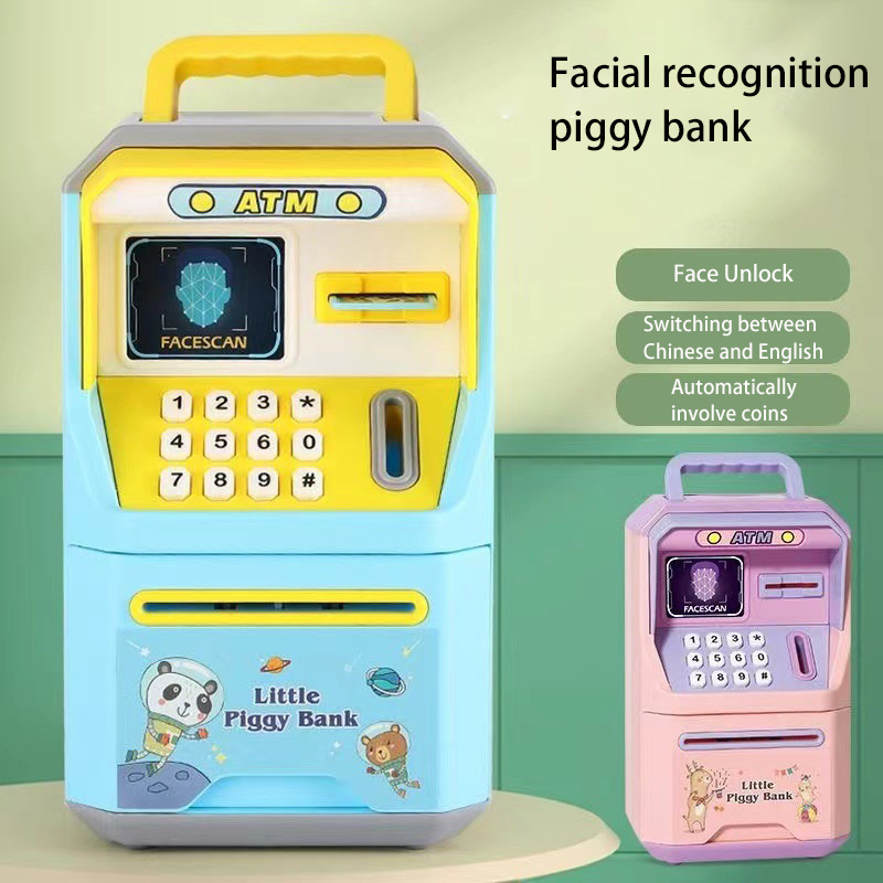 New education music face recognition box electronic money saving boxes atm machine piggy bank