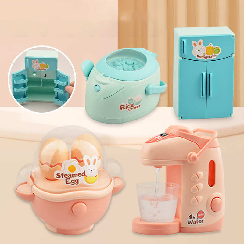 New cooking simulation mini small appliances set refrigerator realastice kitchen kids play house toy