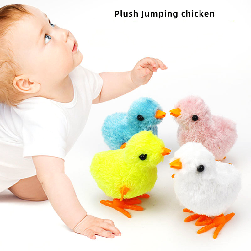 Puzzle funny educational other clockwork jumping wind up animal toys chicken plush toy