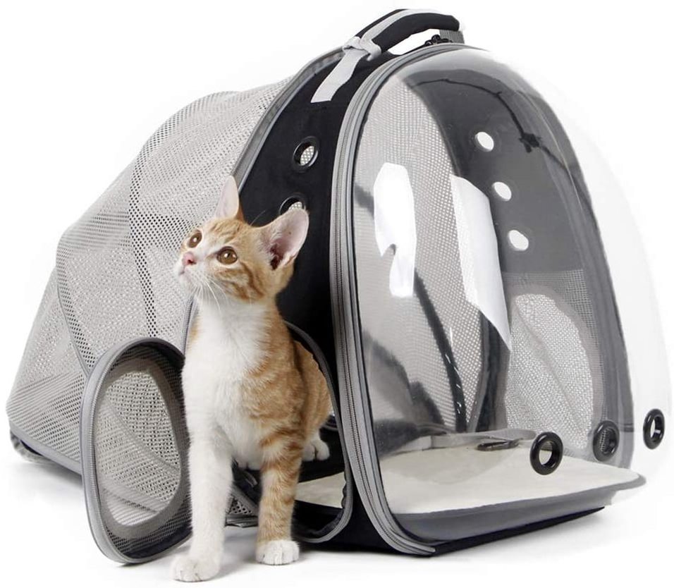 Expandable Cat Backpack Space Capsule Transparent Pet Carrier for Small Dog Pet Carrying Hiking Traveling Backpack