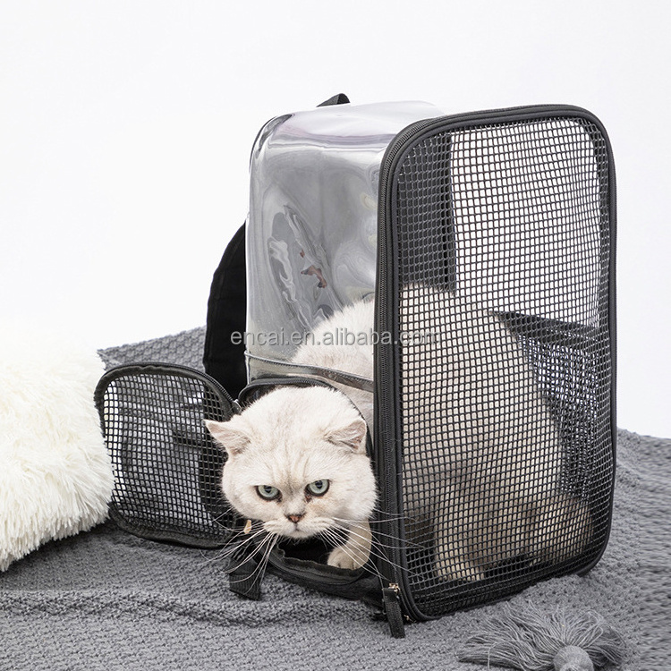 Pet Cat Dog Backpack Carrier Travel Hiking Mesh Front Dog Backpack Carrier for Cat Rabbit Animal Breathable Clear