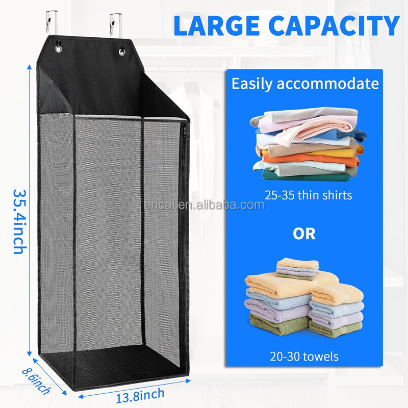 Over the Door Mesh Hanging Closet Organizer and Storage with Dividers Clothes Accessories Shelf for Wardrobe Nursery Cloakroom