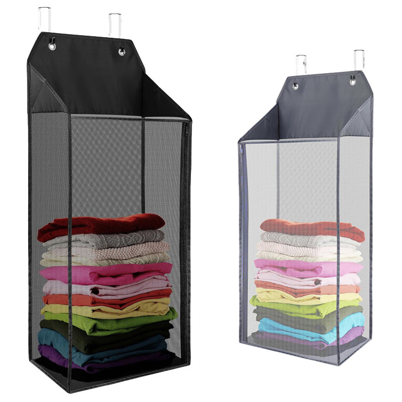 Over the Door Mesh Hanging Closet Organizer and Storage with Dividers Clothes Accessories Shelf for Wardrobe Nursery Cloakroom