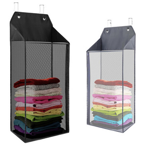 Over the Door Mesh Hanging Closet Organizer and Storage with Dividers Clothes Accessories Shelf for Wardrobe Nursery Cloakroom