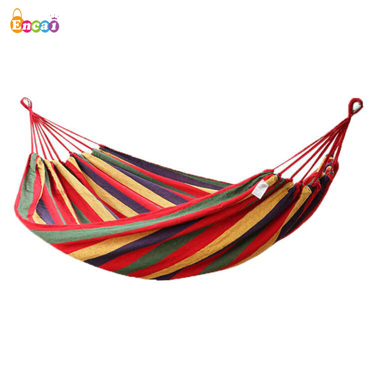 Encai Outdoor Camping Portable Parachute Hammock Brazilian Beach Canvas Folding Hammock With Tree Straps