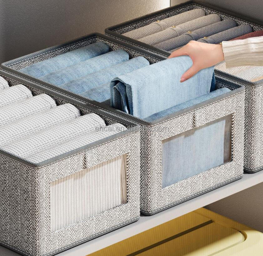 Foldable Closet Drawer Storage Box for Jeans T-shirt Pants Legging Wardrobe Clothes Organizer Container with Support Board