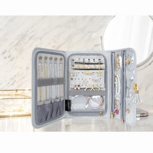 Travel Hanging Jewelry Organizer Case Foldable Jewelry Roll with Hanger for Journey-Rings Necklaces Bracelets Earrings