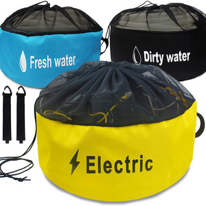 3 Pack Waterproof RV Hose Bag Organizer With Rubber Tags Great RV Storage bag for Water Sewer Garden Hoses & Electrical Cords