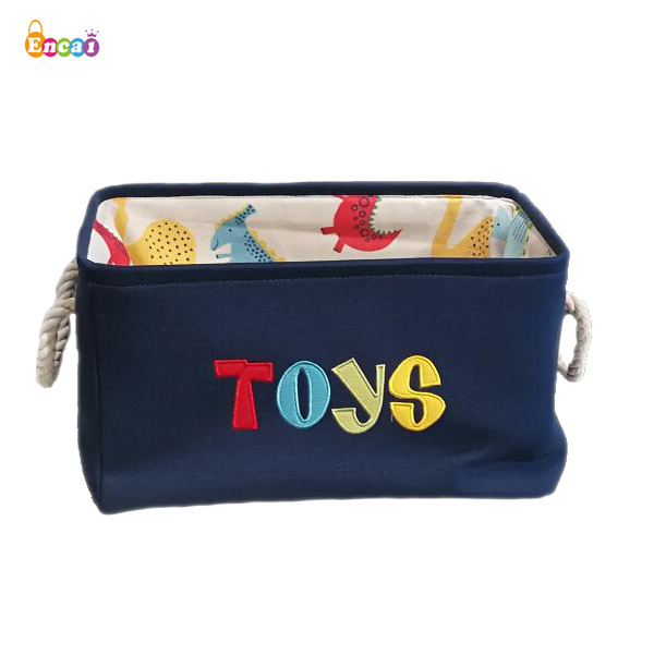 Rectangular Canvas Storage Bins Waterproof Basket Collapsible Toy Organizer with Handles for Clothes Storage Kid's Toy Box