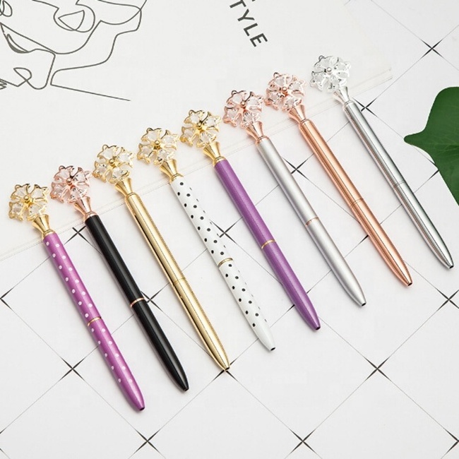 2018 new arrival custom logo diamond ball pen novelty metal ballpen