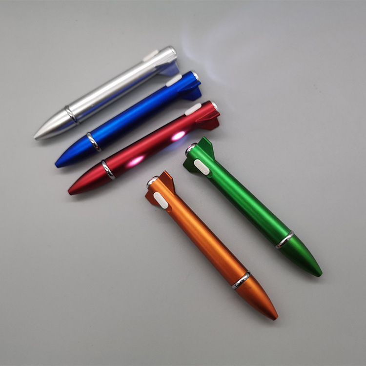 Rocket pen High Quality Cheap Ball Pen Advertising Plastic Rocket Shape Click Ball Point Pen with LED  light